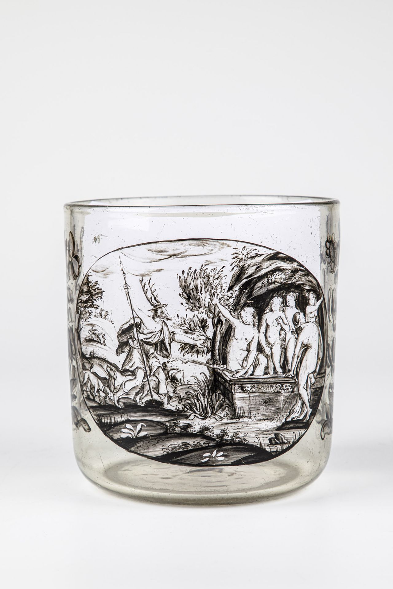 Significant, signed goblet with black solder painting Daniel Preissler (Preissler), Friedrichswalde