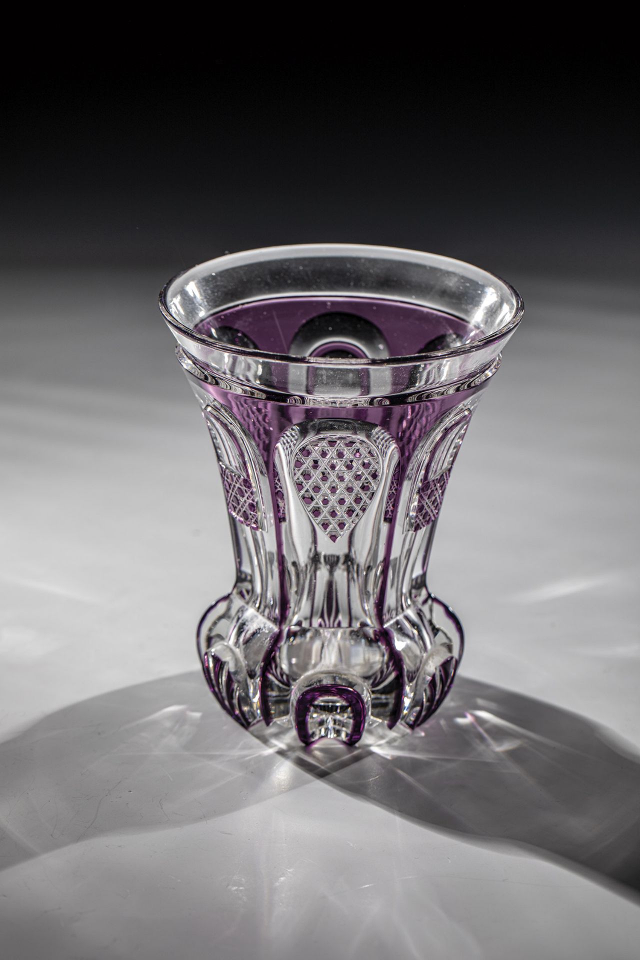 Mug Bohemia, M 19th century Colourless glass with translucent violet overlay. Cut, sweeping foot