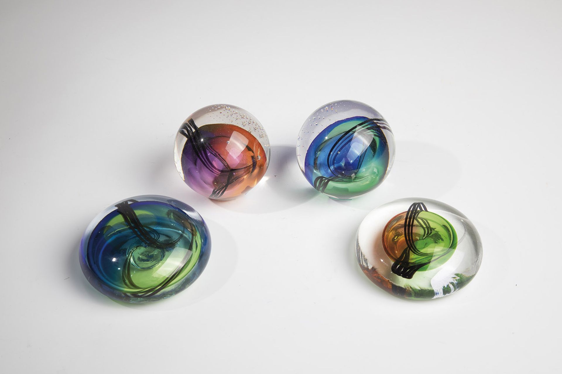 Four paperweights Germany, C-Reer, 1996-2003 Four glass paperweights by Cornelius Reer. W.8-10cm H.