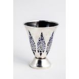 Vase with galvanized fine silver decoration Wohl Jean Beck, Munich, ca. 1925 Cobalt blue glass, with