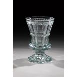 Rare foot cup North Bohemia, probably New World, ca. 1840 Colourless glass with green, uranium-