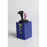 BOTTLE ''Abyss Box'' Keith Brocklehurst, 1985 Opaque glass in blue, dusky pink, black and yellow.