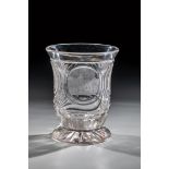 Bell beaker with views of Silesia, 19th century Colourless glass with rich cut decoration. Four