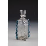 Small square bottle for Manna FaÃ§on de Venise E. 17th century Colourless glass with slightly raised