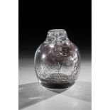 Vase Udo Edelmann, 1979 Colourless, thick-walled glass with wire and copper melting. Signed and