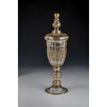 Lidded goblet Potzdamm or Zechlin, 18th century Colourless glass. Surfaces with rich peel and