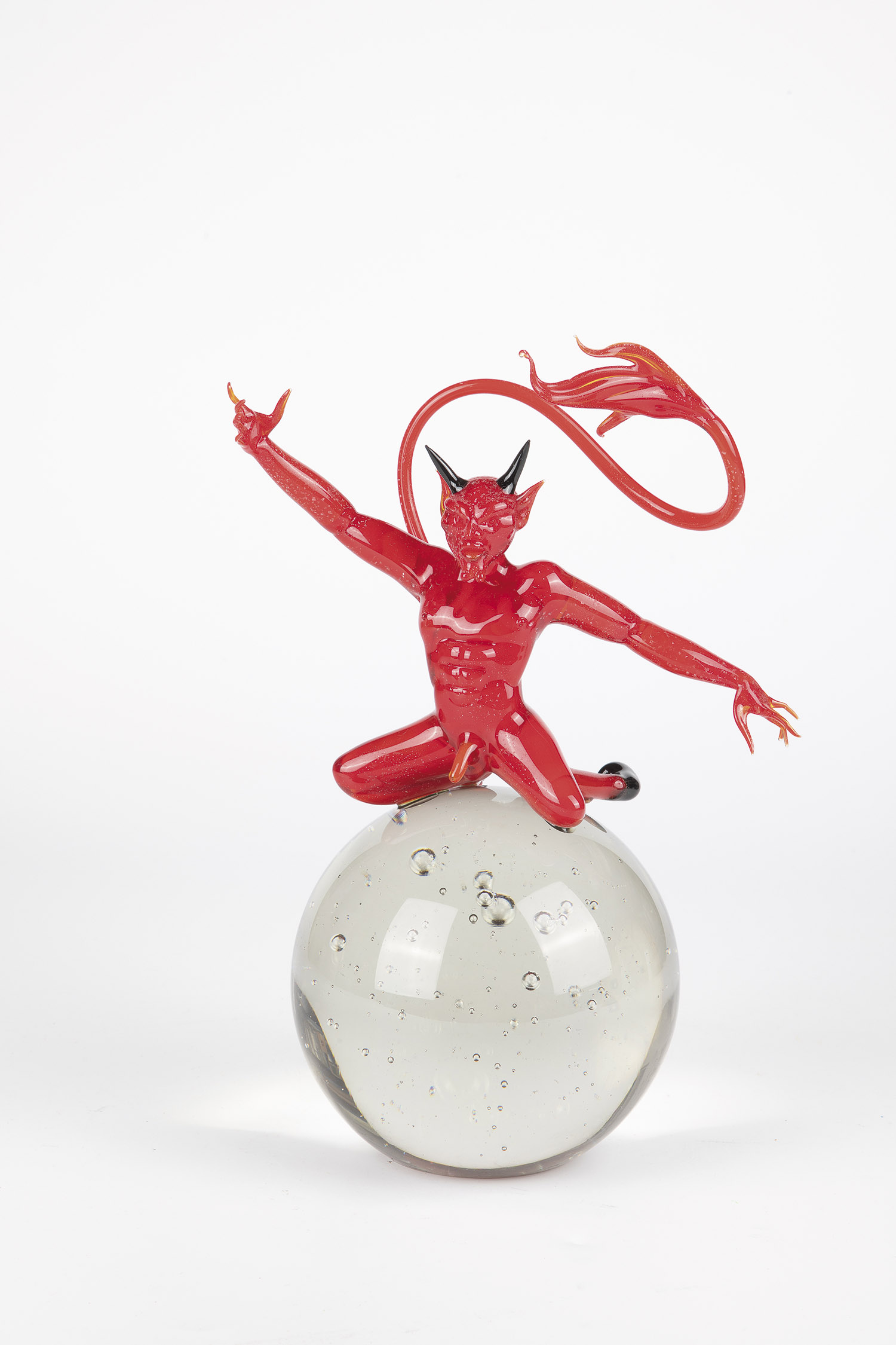 Glass figurine ''Devil'' John Zinner Red and black-violet glass, blown and mounted in front of the