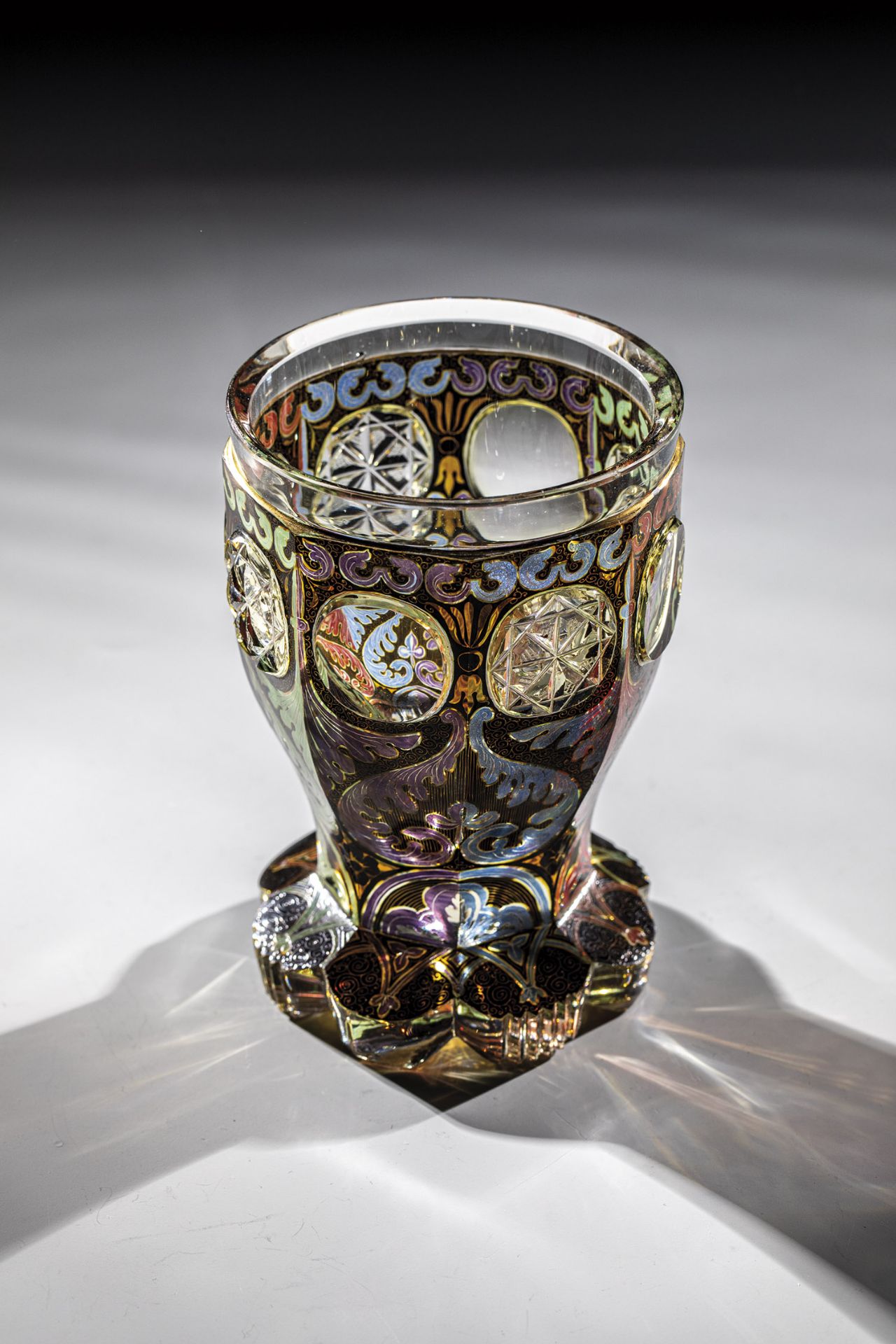 Foot cup with glaze colours and ornamental decoration Friedrich Egermann, North Bohemia, ca. 1840