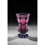 Footcup with views of Bad Ems Bohemia, 1840/50 Colourless glass, golden ruby on the inside, cobalt