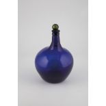 Cobalt Blue Glass Storage Bottle England, 19th Century Slightly raised bottom with tear-off.