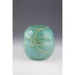 Vase Erwin Eisch, Frauenau, 1971 Colourless, turquoise underpinned glass with oxide melting.