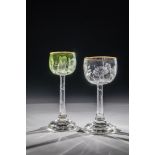 Two wine glasses Moser, Karlovy Vary, ca. 1902 Colourless glass. Eight-fold faceted shaft all around