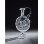 Jug with deep cut decoration After 1900 Domed round base with cut grape border. Scene based on