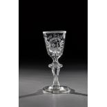 Small goblet Middle German, 18th century, disc base with tear and downward turned-edge. Shaft with