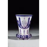 Foot cup with double overlay Bohemia, M. 19th century Colourless glass with frosted glass, under-