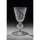 Goblet of Franconia or Thuringia, 18th century Colourless glass with tear-off. Slightly rising