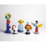 5-piece mixed lot of glass figurines Ottmar Alt Multicolored glass, fused into abstract animal