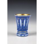 Beaker Glashuette Kreibitz (attributed), Bohemia, ca. 1835 White opal glass with light blue overlay,