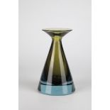 Vase ''Sommerso'' Antonio Da Ros (design), Cenedese, circa 1960 Olive green glass, light blue