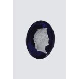 Paste portrait of Napoleon IV, France, 19th century On a cobalt blue background, paste portrait