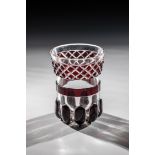 Beaker Bohemia, 1840 Colourless glass with ruby overlay. Stood with nine elongated reeds, a