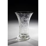 Beaker vase Kristian Klepsch, 1993 Colourless glass. All around with partly polished surreal deep-