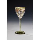 Wine glass Graeflich Harrach'sche Glasfabrik, New World, ca. 1900 Barrel and base made of green,