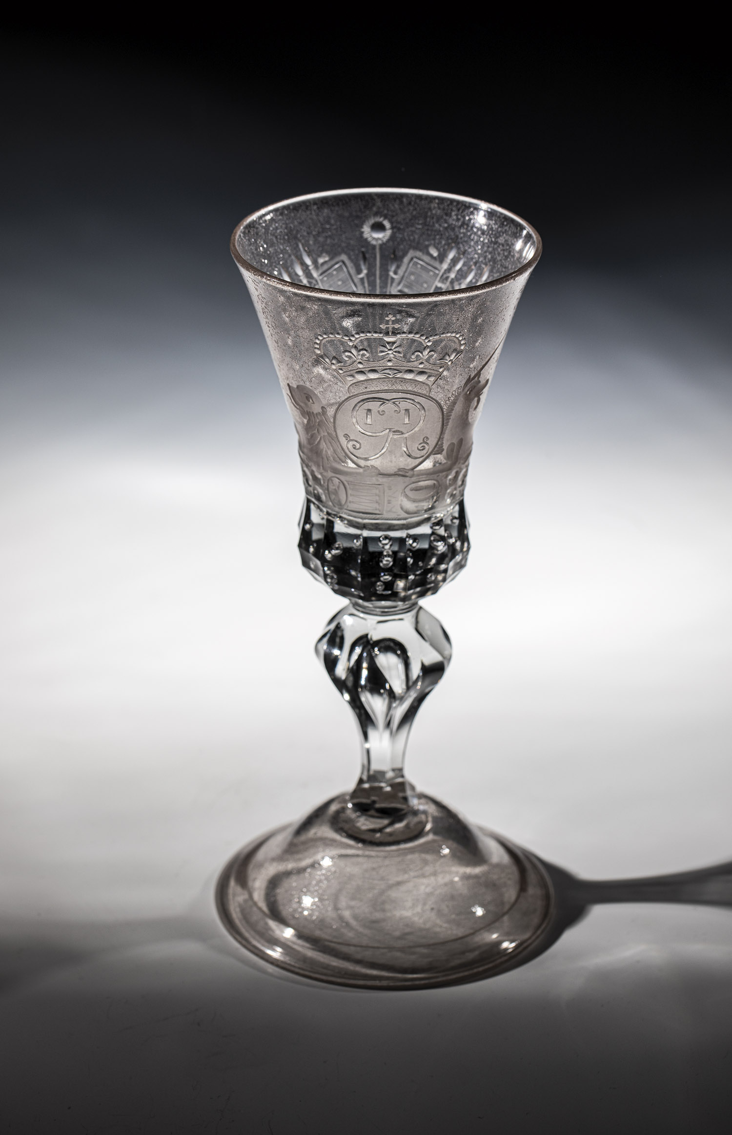 Goblet Georg Rex II Glashuette Emde or Altmuenden, third quarter of the 18th century Grey-tinted