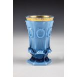 Agatinopal Foot Beaker Buquoysche Glashuette Georgenthal or Silberberg, ca. 1835 Aquamarine blue