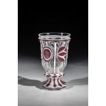 Foot cup with double overlay Bohemia, Joachimsthal, Carl Stoelzle after 1835 Colourless glass with