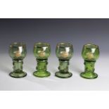 Four Romans with the coat of arms of the von Pflugk zu Rabstein, 19th century, green glass. Round