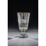 Souvenir mug from Tepittz Bohemia, 19th century Colourless glass. Eight-faceted foot. On the