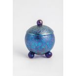 Small sugar bowl ''cobalt Papillon'' Loetz Wwe., Klostermuehle, ca. 1900 Cobalt blue glass with
