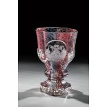 Foot cup with putti Friedrich Egermann, Haida or Blottendorf, ca. 1835 Colourless glass. Underside