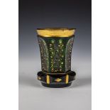 Mug Bohemia, circa 1845 Russian green glass. Slightly hollow sanded bottom. Ranft with roller finish