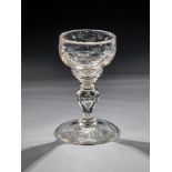 Goblet Brandenburg, ca. 1720 Colourless glass with tear-off. Slightly rising disc foot. Baluster