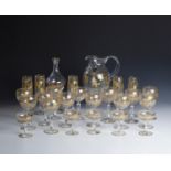 25-piece drinking service Josephinenhuette, ca. 1900 Stock: 1 carafe, 1 jug, 5 champagne glasses,