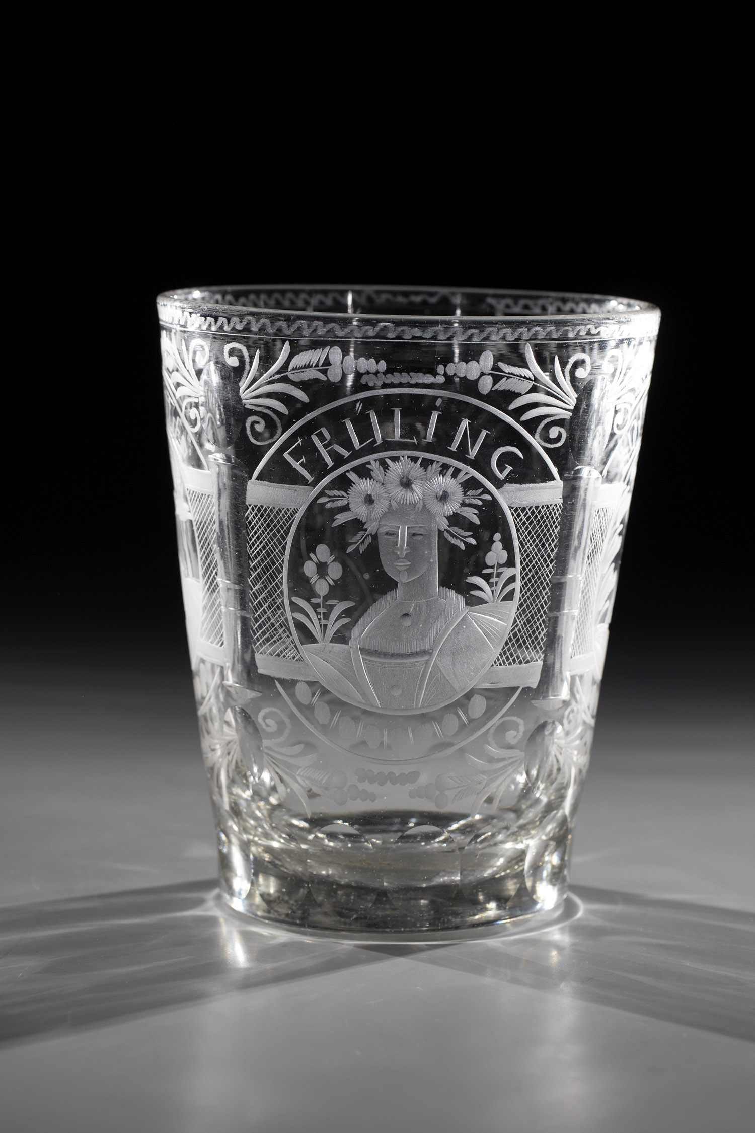 Seasonal cup KrkonoÅ¡e Mountains around 1800 Colourless glass with polished tear-off. On the multi-