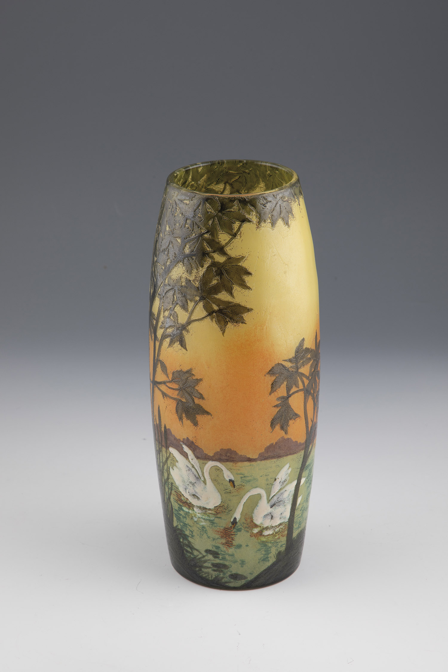 Vase with Swans Legras & Cie., Verreries de Saint-Denis, circa 1910 Colourless glass with multi-