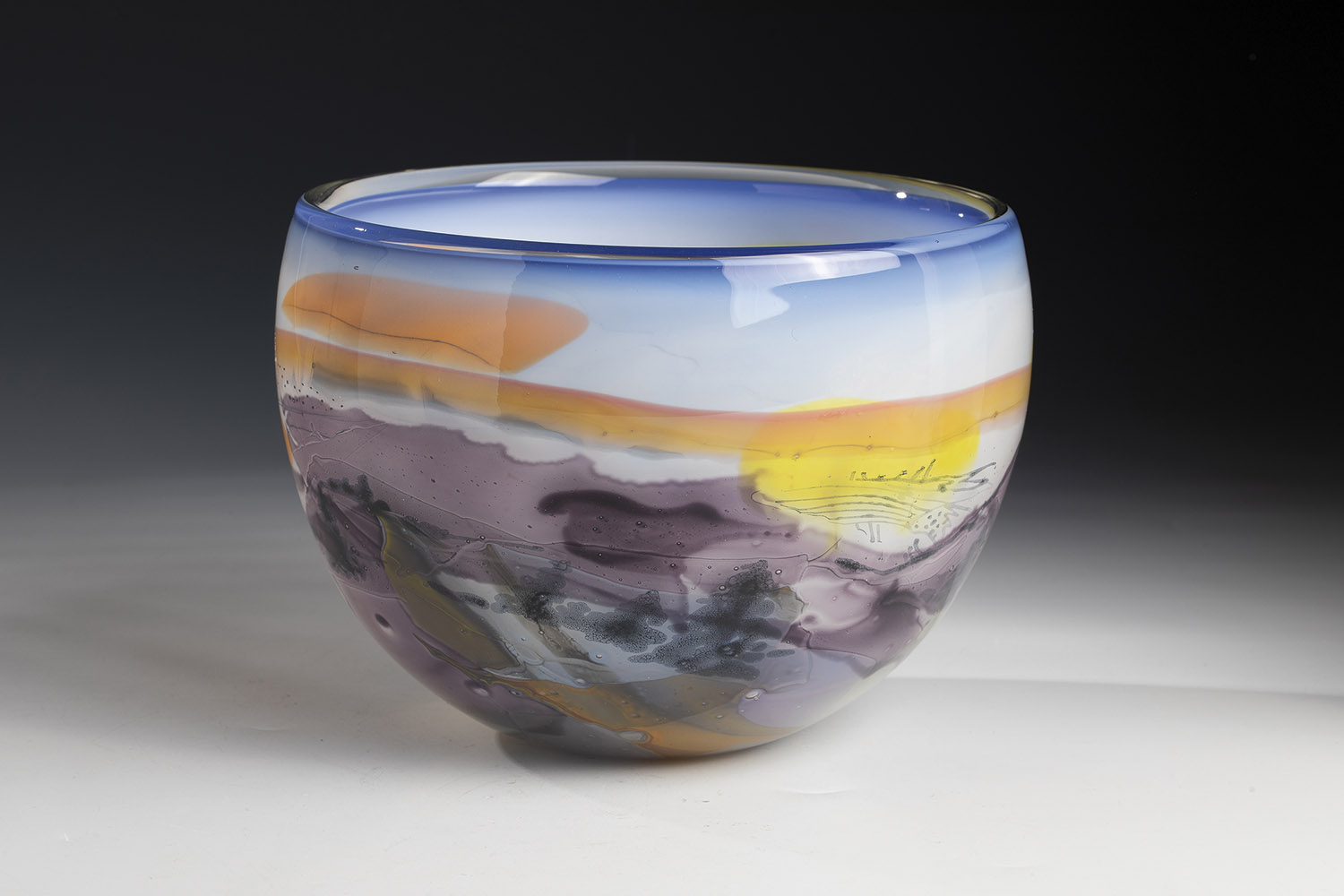 Vase ''Evening Sun'' Ulrich Precht, 1992 Colourless glass, inside with tapering opal underlay in