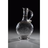 Carafe of the Giant Mountains, 18th century Colourless, slightly greyish glass. Disc base with