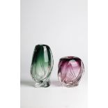 2 vases Rene Delvenne (design), Val Saint Lambert, ca. 1960 Colourless glass, running undercuts in