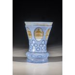 Mug with views of FrantiÅ¡kovy LaznÄ› Bohemia, M. 19th century Frosted glass with light blue overlay