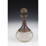 Bottle with stopper France or Russia, 19th century Colourless glass with stone cut. Neck and stopper