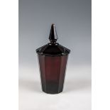 Lidded cup North Bohemia, m. 19th century Copper ruby glass dyed in the mass. The conically