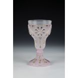 Goblet Annathal near Schuettenhofen, ca. 1840 White alabaster glass with an old pink overlay, partly
