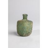 Rare bottle with cross-ribbed decoration Middle Eastern, 7th-9th century. Thick-walled, green