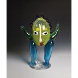 Glass sculpture ''Bienvenido'' Juan Ripolles (design) for Berengo Studio, Murano, 2000s Aquamarine