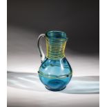 Chain jug Bavarian Forest or Lauscha, ca. 1850 Colourless, longitudinal optical glass with