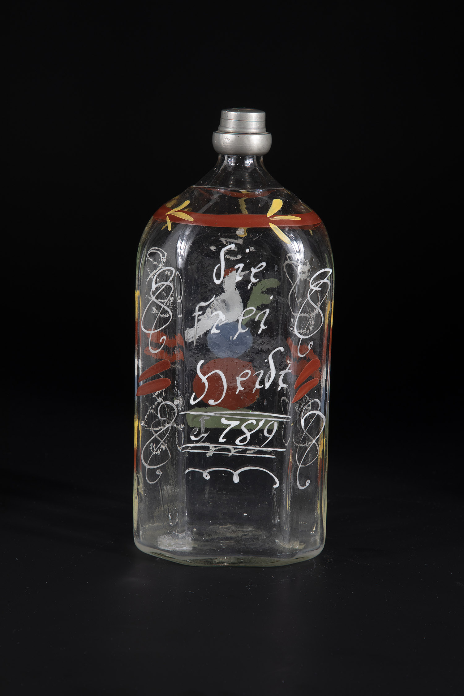 Schnapps bottle with tin screw cap Germany or Bohemia, dat. 1789 Colourless glass with tear-off. - Image 2 of 2